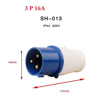 Phích cắm công nghiệp 3 pha di động  SH-013 16A 220v IP44